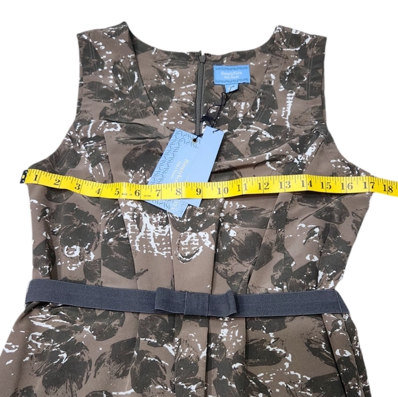 NWT Simply Vera Vera Wang Oliver Green Floral Dress Fit & Flare Belt w/Bow 4 - Picture 4 of 7